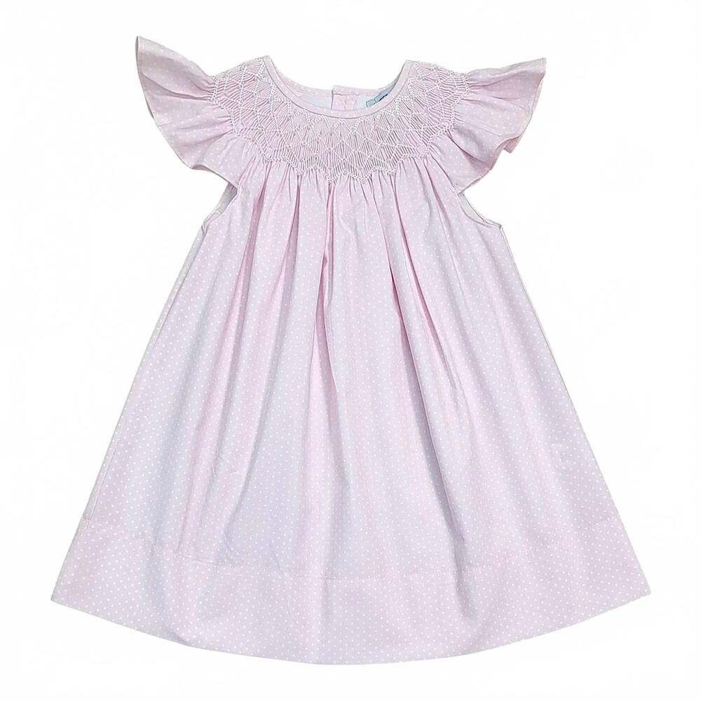 NEW SWEET DREAMS baby girls cathy polka dot pearl smocked dress in pink